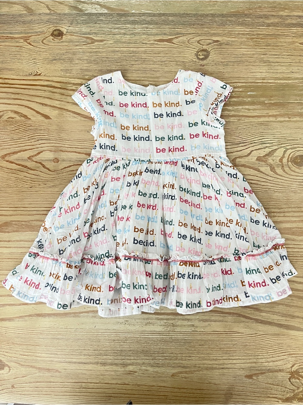 Pink Chicken Girls 'Be Kind' Multicolor Text Cotton Dress - White Base